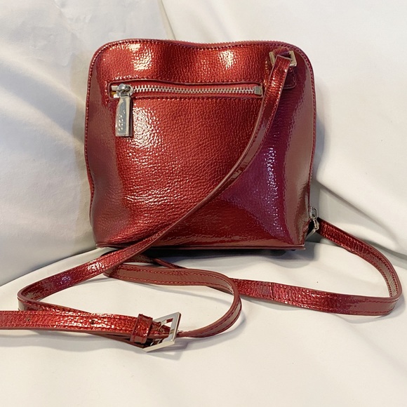 Hobo Camila Metallic Leather Burgundy Crossbody Satchel - Picture 3 of 13